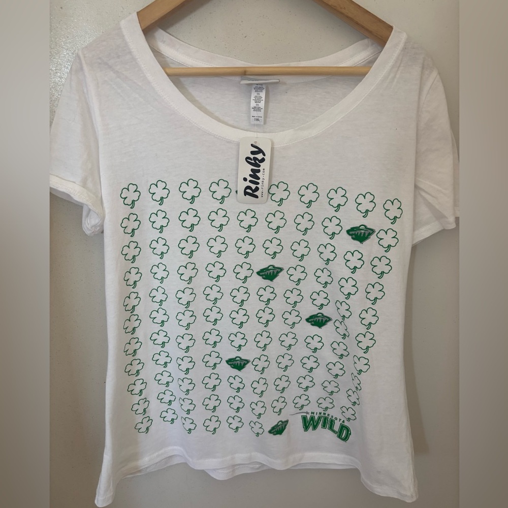 NWT 2XL Rinky Women’s St. Patrick’s Day Shamrock Minnesota Wild Shirt